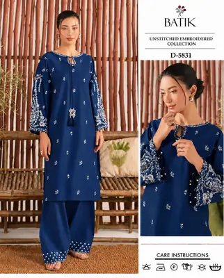 2 Pcs Women's Unstitched Embroidered Suit
