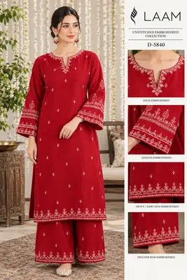 2 Pcs Women's Unstitched Embroidered Suit