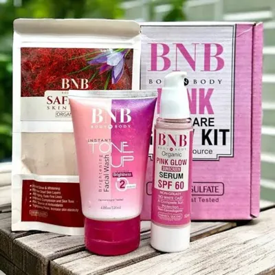 BNB Pink Face Glow Kit | 3-in-1 Skincare Wash Mask SPF Protection Set thumbnail 2