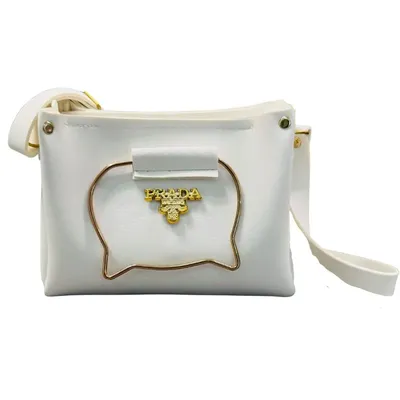 White Elegant Cat Handle Handbag for Girls & Ladies | Stylish Shoulder & Crossbody Bag with Gold Accents | Adjustable Strap thumbnail 7