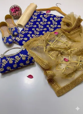 Fancy 5-Piece Women Suit Set Blue Embroidered for Eid & Weddings thumbnail 2