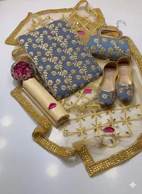 Fancy 5-Piece Women Suit Set with Embroidered Khussa & Clutch for Eid & Weddings thumbnail 2
