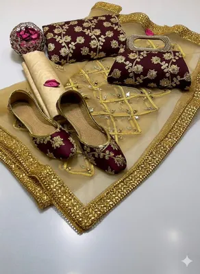 Fancy 5-Piece Women Suit Set Maroon Embroidered for Eid & Weddings thumbnail 2
