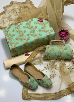 Fancy 5-Piece Embroidered Suit Green Floral for Women thumbnail 2