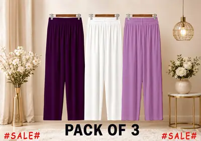 3 Pcs Women's Stitched Jersey Plain Trouser