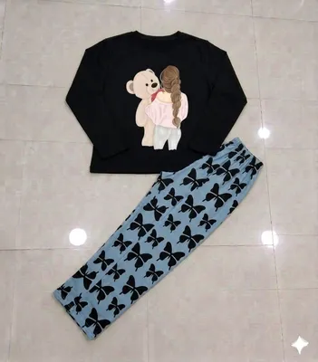 DreamyDots Night Suit Black Butterfly Print Pajama Set thumbnail 3