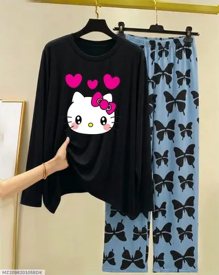 Hello Kitty Night Suit Black Butterfly Pants
