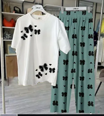 Women White Butterfly Night Suit Jersey 2Pcs Medium to XL