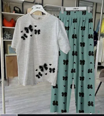 Women Grey Embroidered Night Suit Set Medium XL thumbnail 1