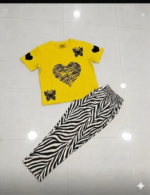 Yellow Butterfly Heart Top with Zebra Pants Set thumbnail 3