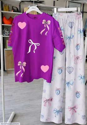 2 Pcs Women's Stitched Cotton Jersey Printed Night Suit