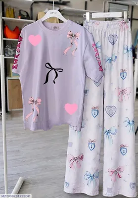2 Pcs Women's Stitched Cotton Jersey Printed Night Suit