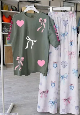 2 Pcs Women's Stitched Cotton Jersey Printed Night Suit