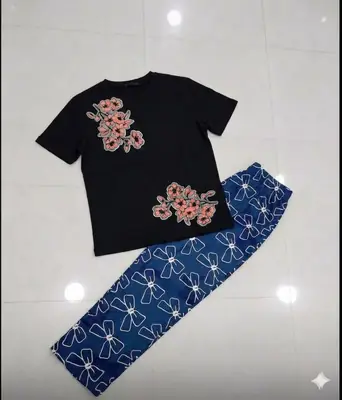 2 Pcs Women's Stitched Jersey Printed Night Suit thumbnail 2