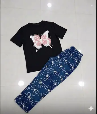 2 Pcs Women's Stitched Jersey Printed Night Suit thumbnail 2