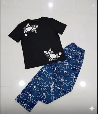 2 Pcs Women's Stitched Jersey Printed Night Suit thumbnail 2