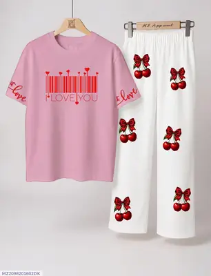 2 Pcs Women's Stitched Jersey Printed Night Suit