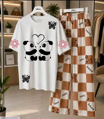 2 Pcs Women's Stitched Cotton Jersey Printed Night Suit
