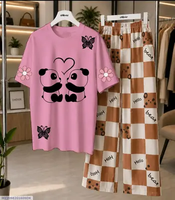 2 Pcs Women's Stitched Cotton Jersey Printed Night Suit