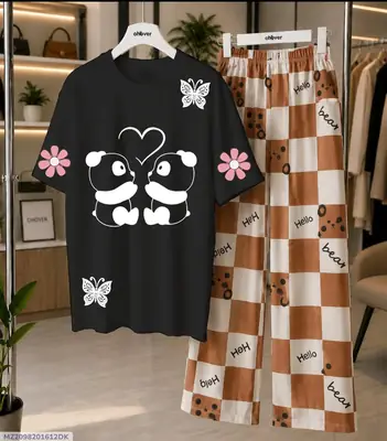 2 Pcs Women's Stitched Cotton Jersey Printed Night Suit