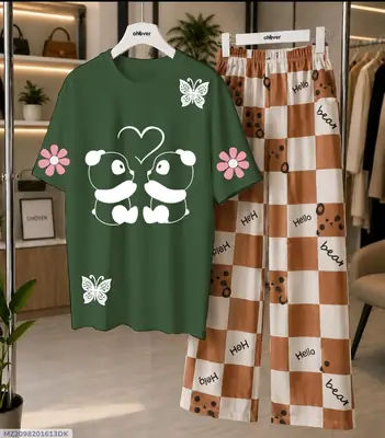 2 Pcs Women's Stitched Cotton Jersey Printed Night Suit