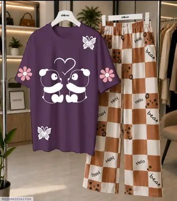2 Pcs Women's Stitched Cotton Jersey Printed Night Suit