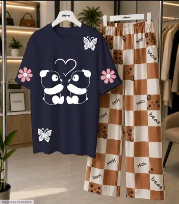 2 Pcs Women's Stitched Cotton Jersey Printed Night Suit