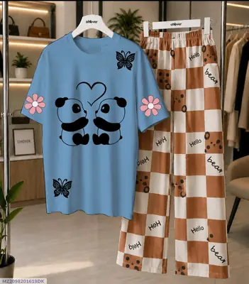 2 Pcs Women's Stitched Cotton Jersey Printed Night Suit