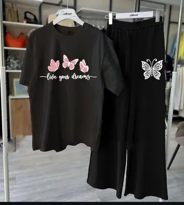 2 Pcs Women's Stitched Jersey Printed Night Suit thumbnail 4