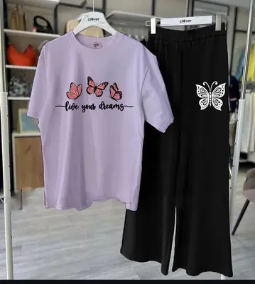 2 Pcs Women's Stitched Jersey Printed Night Suit thumbnail 4