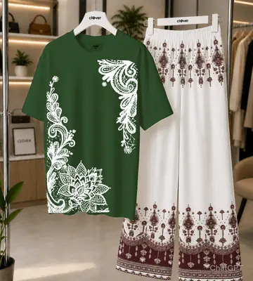 2 Pcs Women's Stitched Jersey Printed Night Suit