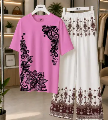 2 Pcs Women's Stitched Jersey Printed Night Suit thumbnail 4