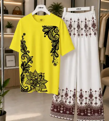 2 Pcs Women's Stitched Jersey Printed Night Suit thumbnail 4