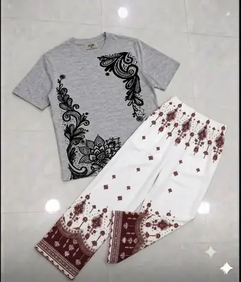 2 Pcs Women's Stitched Jersey Printed Night Suit thumbnail 2
