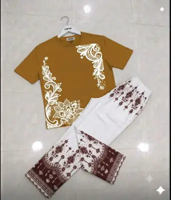 2 Pcs Women's Stitched Jersey Printed Night Suit thumbnail 2