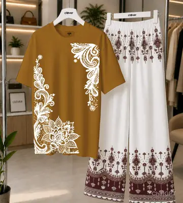 2 Pcs Women's Stitched Jersey Printed Night Suit thumbnail 4