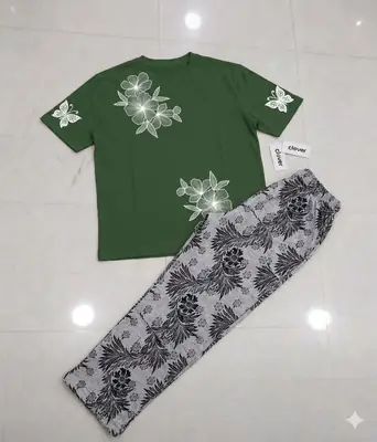 2 Pcs Women's Stitched Jersey Printed Night Suit thumbnail 2