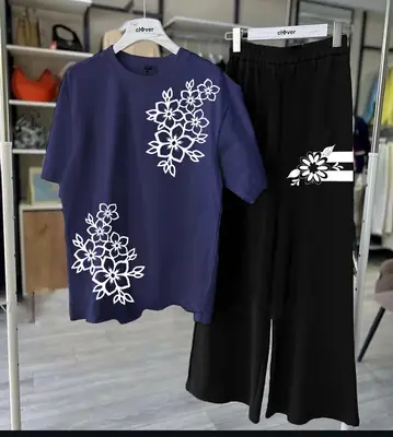 2 Pcs Women's Stitched Cotton Jersey Printed Night Suit thumbnail 4