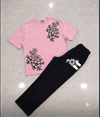 2 Pcs Women's Stitched Cotton Jersey Printed Night Suit thumbnail 3