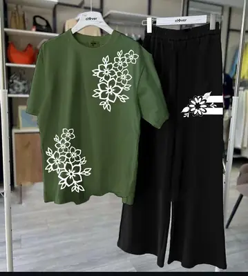 2 Pcs Women's Stitched Cotton Jersey Printed Night Suit thumbnail 4
