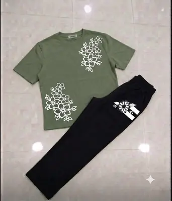2 Pcs Women's Stitched Cotton Jersey Printed Night Suit thumbnail 3