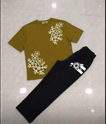 2 Pcs Women's Stitched Cotton Jersey Printed Night Suit thumbnail 3