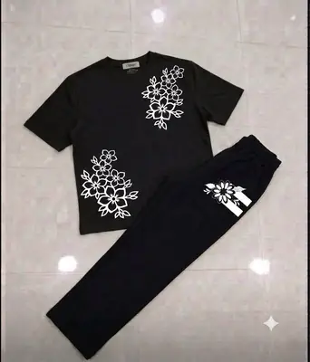 2 Pcs Women's Stitched Cotton Jersey Printed Night Suit thumbnail 3