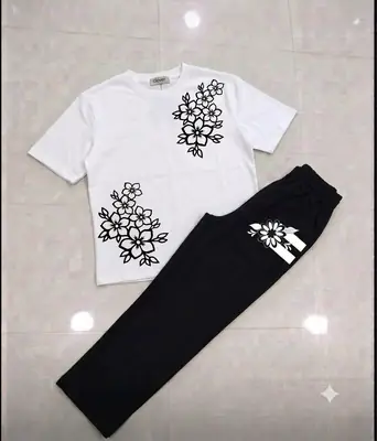 2 Pcs Women's Stitched Cotton Jersey Printed Night Suit thumbnail 3