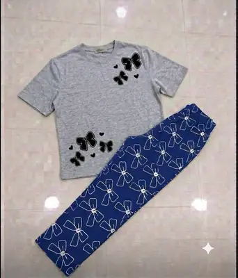 2 Pcs Women's Stitched Cotton Jersey Printed Night Suit thumbnail 3