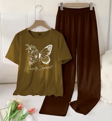 2 Pcs Women's Stitched Cotton Jersey Printed Night Suit