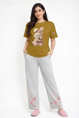 2 Pcs Women's Stitched Cotton Jersey Printed Night Suit