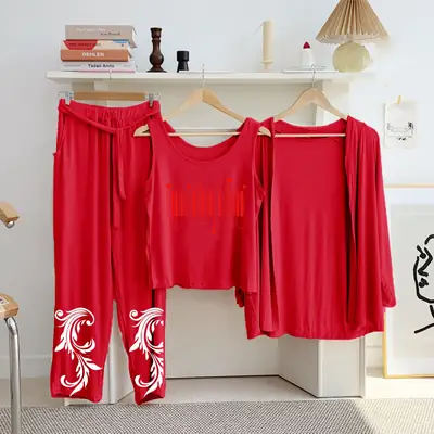 3 Pcs Women's Stitched Jersey Printed Night Suit