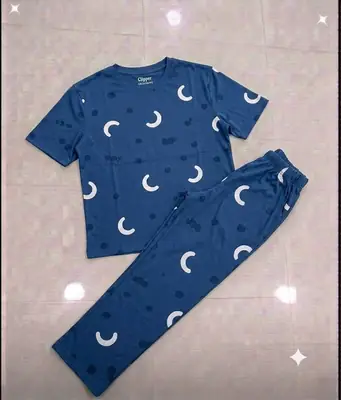 2 Pcs Women's Stitched Jersey Printed Night Suit thumbnail 3