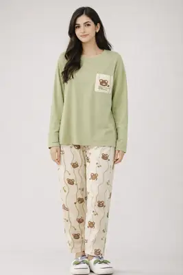 2 Pcs Women's Stitched Jersey Printed Night Suit thumbnail 4